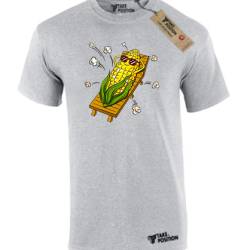 T-shirt ανδρικά με αστεία σχέδια βαμβακερά Takeposition Corn Summer, Γκρι, 320-1535