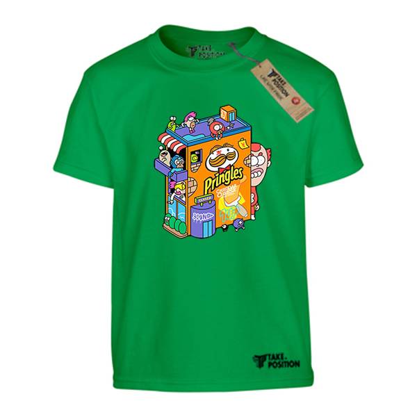 Μπλουζάκια παιδικά με αστεία σχέδια βαμβακερά Takeposition H-cool Pringles House, Πράσινο, 806-1549