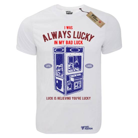 T-shirt unisex Takeposition T-cool λευκό Always Lucky, 900-1533