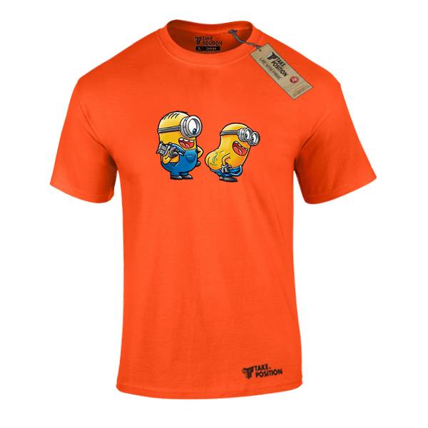 T-shirt ανδρικά με αστεία σχέδια βαμβακερά Takeposition Tattoo minions, Πορτοκαλί, 320-1568 