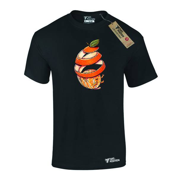 T-shirt ανδρικά με αστεία σχέδια βαμβακερά Takeposition Orange pell, Μαύρο, 320-1574 