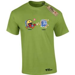 T-shirt ανδρικά με αστεία σχέδια βαμβακερά Takeposition Pac Hunt, Πράσινο Μήλο, 320-1582-13