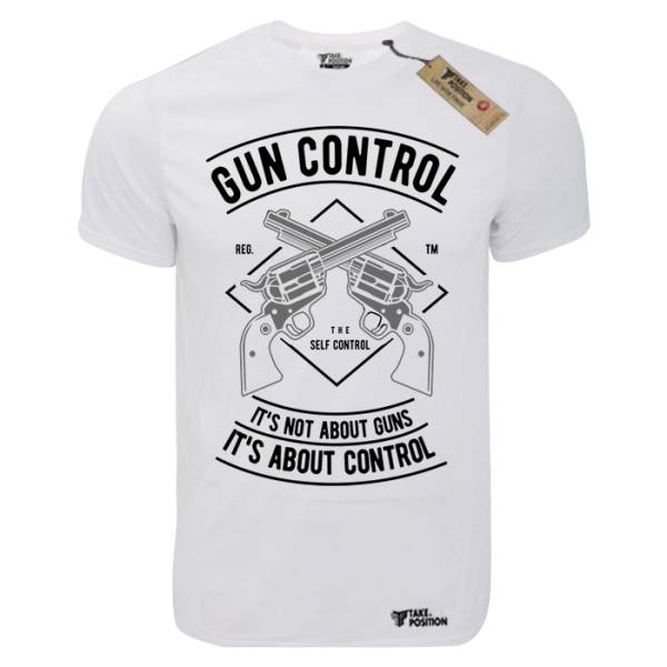 T-shirt unisex Takeposition T-cool λευκό Gun control, 900-2505 