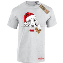 Χριστουγεννιάτικα Ανδρικά μπλουζάκια βαμβακερά Takeposition ,Santa claus dog, Γκρι, 320-3002-07