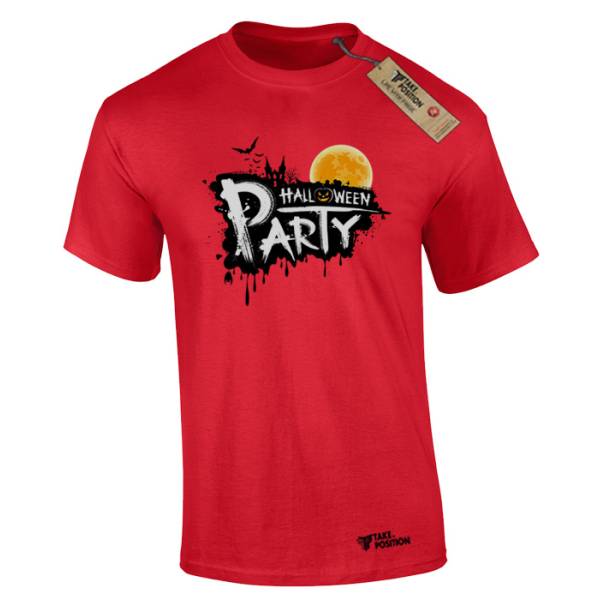 Ανδρικά μπλουζάκια βαμβακερά Takeposition, Halloween Party, Κόκκινο, 320-3029-05 