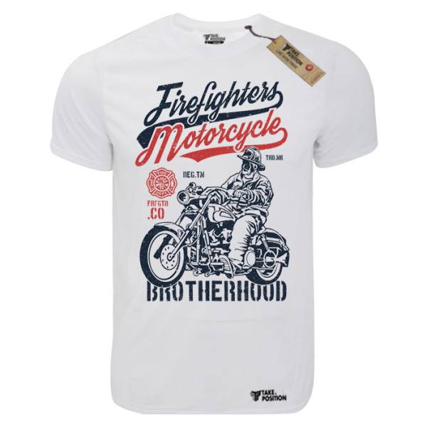 T-shirt unisex Takeposition T-cool λευκό Firefighters motorcycle, 900-3506 