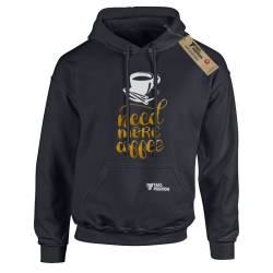 Hoodie φούτερ με κουκούλα Ενηλίκων Takeposition H-cool , Need More Coffe, Μαύρο,  907-4025-02