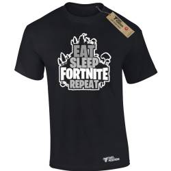 Ανδρικό μπλουζάκι gaming  βαμβακερό Takeposition Fortnite eat sleep repeat, Μαύρη, 320-4648-02