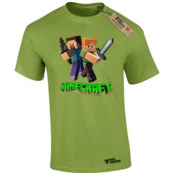 Ανδρικό μπλουζάκι gaming  βαμβακερό Takeposition Minecraft Ready for fight, Kiwi/ Πράσινο μήλο, 320-4763-13