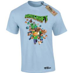 Ανδρικό μπλουζάκι gaming  βαμβακερό Takeposition Minecraft Heroes party, Γαλάζιο, 320-4765-03