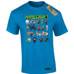 Ανδρικό μπλουζάκι gaming  βαμβακερό Takeposition Minecraft Heroes collection, Τυρκουάζ, 320-4767-16