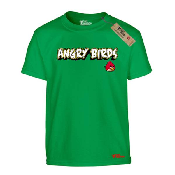 Takeposition H-cool Παιδικά μπλουζάκια με στάμπες βαμβακερά  Angry Birds Logo, Πράσινο, 806-4714 