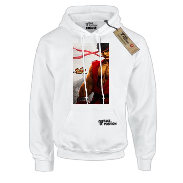 Hoodie φούτερ με κουκούλα Takeposition H-cool Street Fighter Ryu in Red λευκή 907-4620 