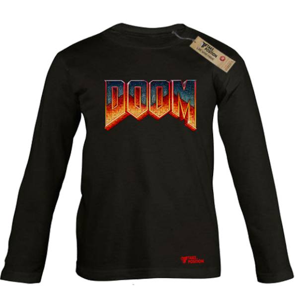 Παιδικές μπλούζες μακρυμάνικες λεπτές Takeposition, Doom logo, Μαύρη, 814-4731-02 