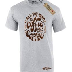 Μπλουζάκια ανδρικά με γνωμικά βαμβακερά Takeposition Need for Coffee, Γκρι, 320-5009