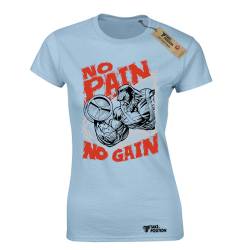 Αθλητικό κοντομάνικο μπλουζάκι γυναικείο Takeposition No Pain No Gain, γαλάζιο, 504-5523-03