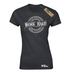 Αθλητικό γυναικείo t-shirt Takeposition Work Hard μαύρο, 504-5514-02