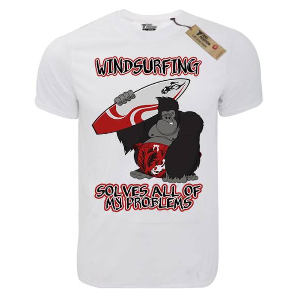 T-shirt unisex T-cool λευκό Windsurfing solves problem, 900-5526 