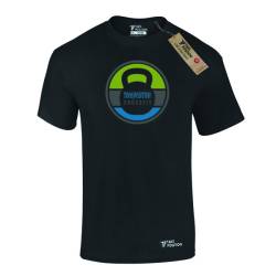 Ανδρικό αθλητικό μπλουζάκι t-shirt  βαμβακερό Takeposition logo Crossfit dumbell, Μαύρο, 320-5572