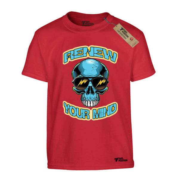 Takeposition H-cool Αστεία παιδικά μπλουζάκια βαμβακερά, Renew your mind, Κόκκινο 806-8001 