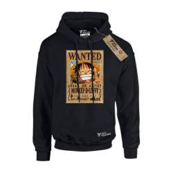 Hoodie φούτερ με κουκούλα Takeposition H-cool Anime One Piece Monkey D.Luffy Wanted, Μαύρο 907-1012