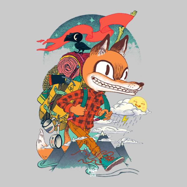 Hoodie φούτερ με κουκούλα Takeposition H-cool  Fox In Adventure, Γκρι, 907-1196 