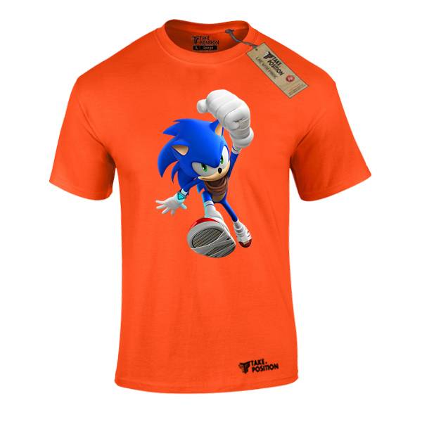T-shirt ανδρικά με αστεία σχέδια βαμβακερά Takeposition Running Sonic Πορτοκαλί, 320-1181 