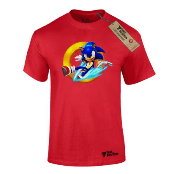T-shirt ανδρικά με αστεία σχέδια βαμβακερά Takeposition Sonic Rings Κόκκινο, 320-1182 
