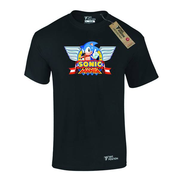 T-shirt ανδρικά με αστεία σχέδια βαμβακερά Takeposition Sonic Mania, Μαύρο, 320-1185 