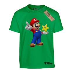 Μπλουζάκια παιδικά με στάμπες comics βαμβακερό Takeposition H-cool Super mario star, Πράσινο, 806-1188