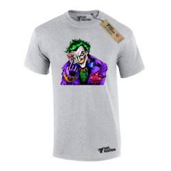 T-shirt ανδρικά με στάμπες cartoon βαμβακερά Takeposition Joker, Γκρι, 320-1207