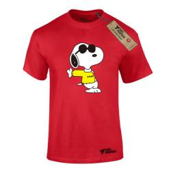 T-shirt ανδρικά με στάμπες cartoon βαμβακερά Takeposition Snoopy, Κόκκινο, 320-1222