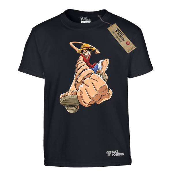 T-shirt ανδρικά με στάμπες cartoon βαμβακερά Takeposition Anime One Piece Attack Luffys Μαύρο, 320-1202 