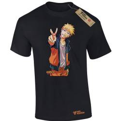 T-shirt ανδρικά με στάμπες βαμβακερά Takeposition Anime Naruto Victory, Μαύρη, 320-1334-02