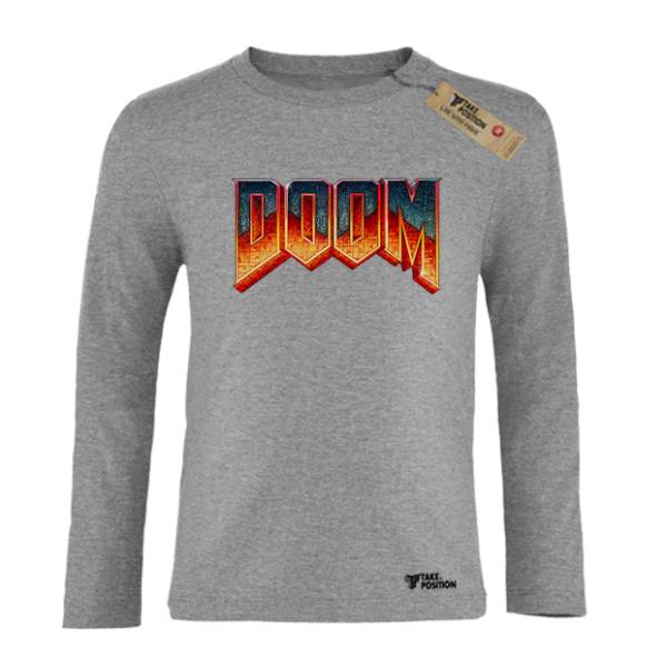 Παιδικές μπλούζες μακρυμάνικες λεπτές Takeposition, Doom logo, Γκρι, 814-4731-07 