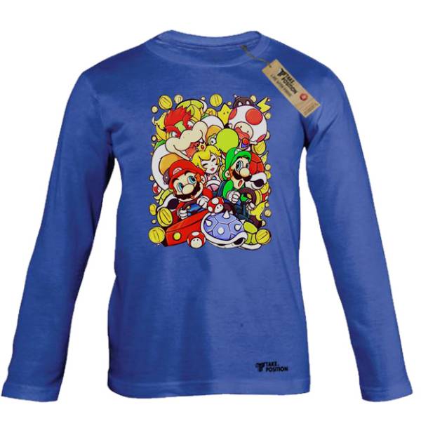 Παιδικές μπλούζες μακρυμάνικες λεπτές Takeposition, Mario Bros Poster, Μπλε, 814-1279-10 