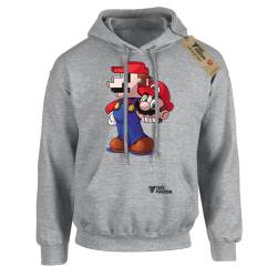 Hoodie φούτερ με κουκούλα Takeposition H-cool  Mario 8bit, Γκρι, 907-1372-07
