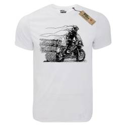 T-shirt unisex T-cool λευκό Moto adventure rider, 900-9102