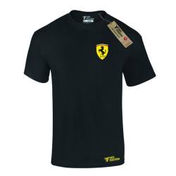 Ανδρικά t-shirt  βαμβακερά Takeposition small Ferrari logo, Μαύρο, 320-9063