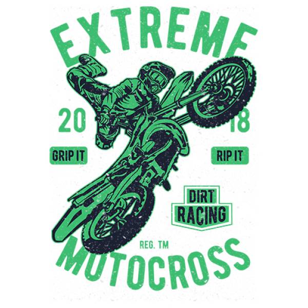 T-shirt unisex T-cool λευκό Extreme motocross, 900-9032 