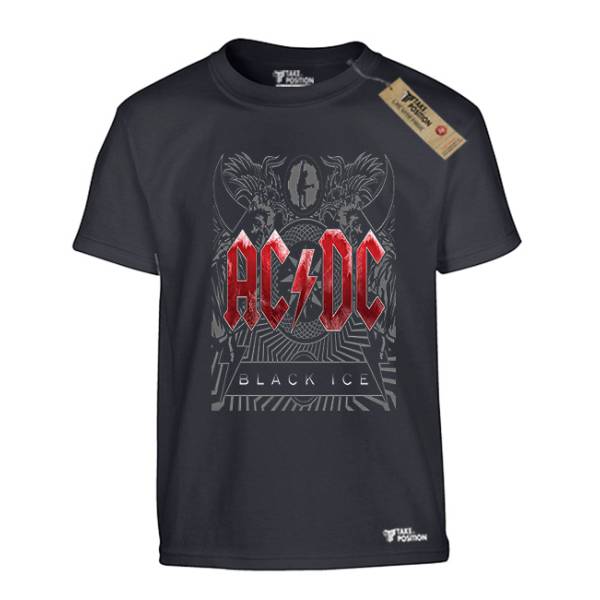 Takeposition H-cool Αστεία παιδικά μπλουζάκια βαμβακερά, Acdc black ice, Μαύρο 806-7518 