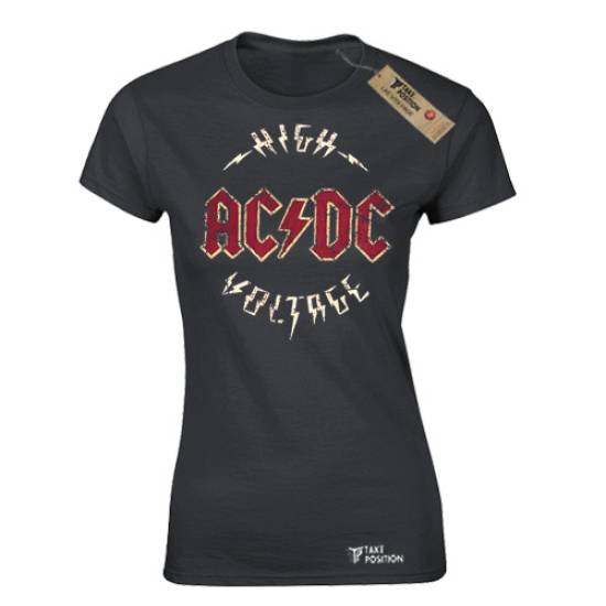 T-shirt γυναικείο Takeposition ACDC Hight Voltage σε Μαύρο χρώμα, 504-7730-02