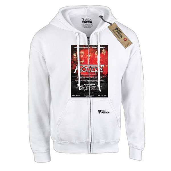 Hoodie ζακέτα με κουκούλα Takeposition Z-cool Accept Tour λευκή 908-7680 