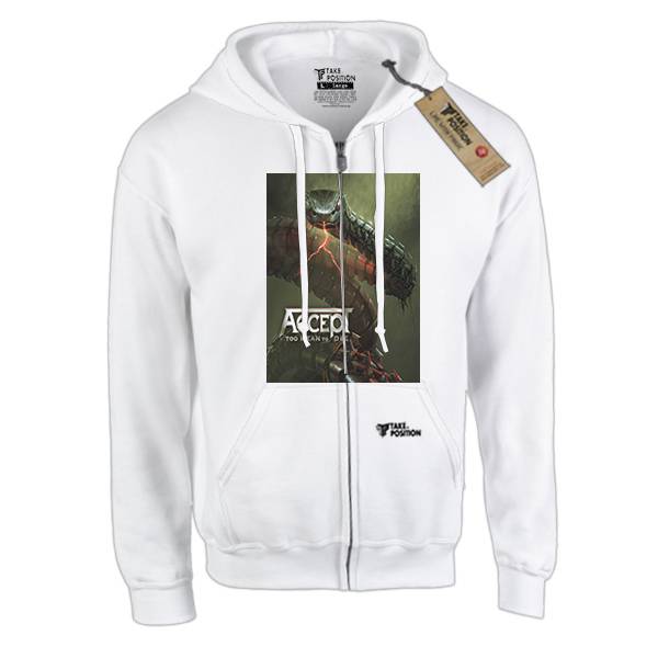 Hoodie ζακέτα με κουκούλα Takeposition Z-cool Accept Too mean to die, λευκή 908-7682 