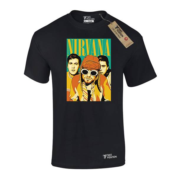 Ανδρικό μπλουζάκι t-shirt  βαμβακερό Takeposition Nirvana Crazy Look, μαύρο, 320-7503