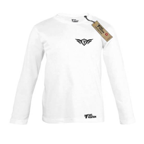 Παιδική μπλούζα μακρυμάνικη λεπτή, Takeposition, Small modern wing, λευκό, 802-0021 