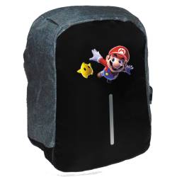 Takeposition Anime Mario Flying Σχολική τσάντα Razor 1κεντρική θέση Rpet 600D 44Y x 34Μ x 10Π Μαύρο/γκρι 973-1092-07