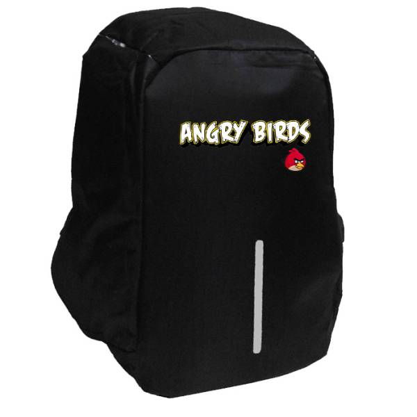 Takeposition Angry Birds Logo Σχολική τσάντα Razor 1κεντρική θέση Rpet 600D 44Y x 34Μ x 10Π, Μαύρο, 973-4714-02 