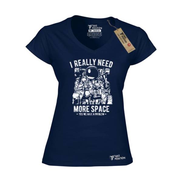 T-shirt γυναικεία με V λαιμόκοψη Takeposition More Space Μπλε MEDIUM, PROSF-M-NAV-5024503 
