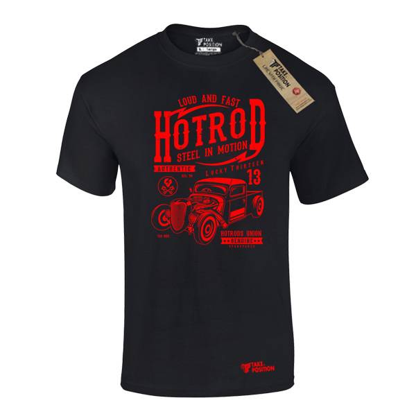 T-shirt ανδρικά Takeposition, ΒΑΜΒΑΚΕΡΟ Hotrod, Μαύρο, 307-9006 